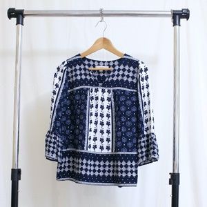 long-sleeve floral blouse